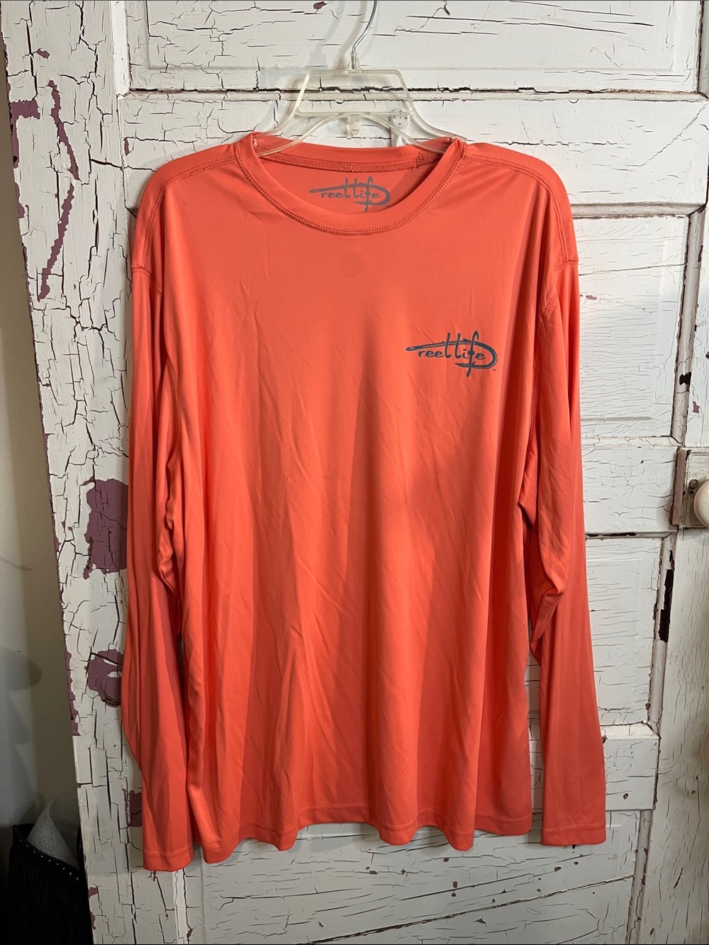 REEL LIFE Graphic Long Sleeve Performance Shirt - Coral XXL